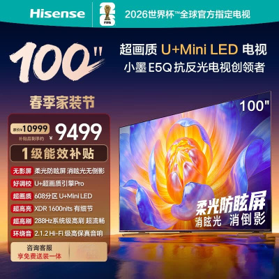海信电视小墨100E5Q 100英寸 超画质U+Mini LED 288Hz高刷 DeepSeek 智能柔光防眩液晶电视
