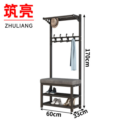 筑亮 钢制衣帽架 60*33*170cm黑色灰垫 个