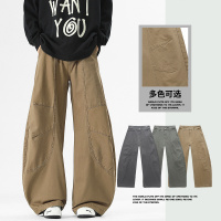 灯笼裤美式复古色布休闲裤宽松cleanfi阔腿垂感立体男牛仔裤_827