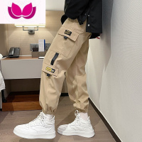七斓日系工装裤子男多口袋九分束脚裤男款潮牌宽松运动休闲长裤