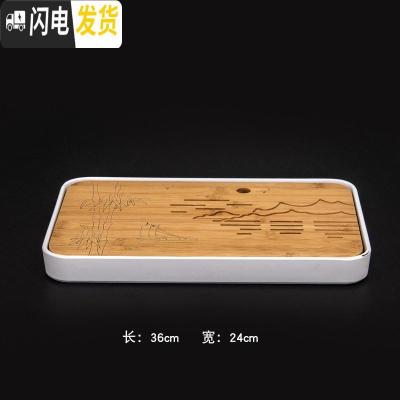 三维工匠花茶茶具托盘 长方形茶海茶台 奉茶盘 茶具茶道配件 大竹盘(ke)