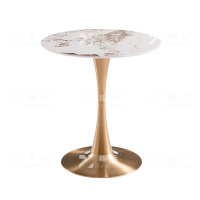 臻远ZY-VC112707 洽谈桌现代小圆桌会客接待休闲桌 岩板台面