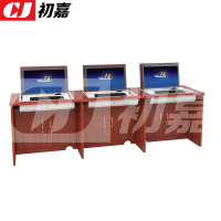 初嘉(CJ) 多媒体翻转电脑桌电教室培训桌隐藏式机房电脑桌 三人位