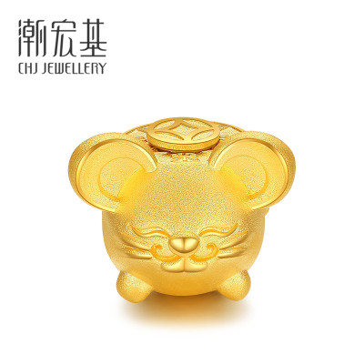 潮宏基吉祥鼠黄金手链足金串珠手绳手饰女礼物ZQ