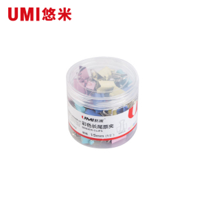 悠米 1# (50mm)彩色长尾票夹(筒装) B09001X (红、黄、蓝、绿)