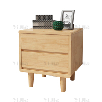 翌嘉 YJ4030704实木床头柜简约床边柜子收纳柜储物柜 直脚双抽款