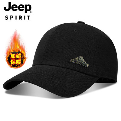 JEEP SPIRIT吉普秋冬新款帽子时尚加绒棒球帽男式帽子保暖男女帽