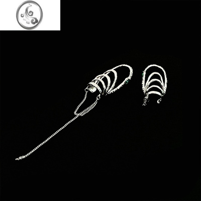 JiMi精灵耳耳饰女独特设计不对称镶钻多层耳夹小众高级流苏无耳洞耳饰