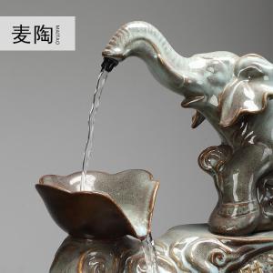 美帮汇流水喷泉摆件陶瓷加湿器鱼缸开业礼品客厅办公室装饰