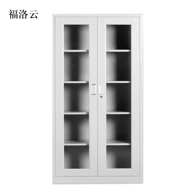 福洛云钢制档案柜财务凭证柜带锁储物柜铁皮柜书柜通玻对开门文件柜