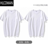 HLCOMAN()200g新疆棉花圆领打底T恤短袖t恤男女宽松夏