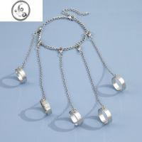 JiMi欧美 时尚朋克风创意手指连体手链戒指可拆卸潮酷饰品