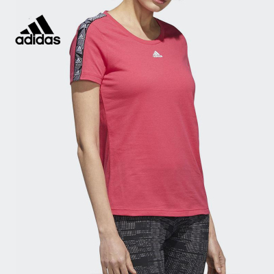 adidas阿迪达斯短袖女2020新款休闲运动短T粉色圆领T恤GE1133