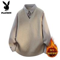 花花公子新款高品质2025年秋冬款翻领针织毛衣男