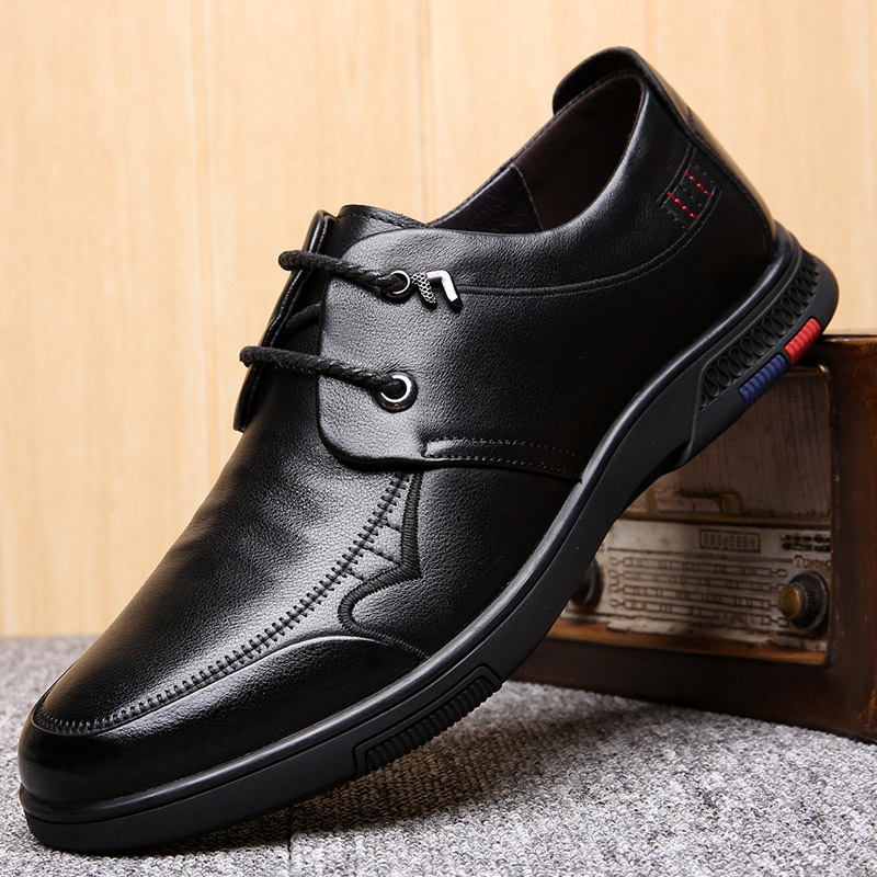 秋季新款头层牛皮男鞋2020真皮软面休闲鞋防滑耐磨百搭皮鞋子