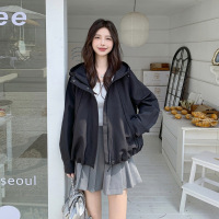 工装外套女年春秋韩版女士连帽休闲女款小个子短款风衣