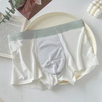 冰丝无痕男生内裤厂家贴牌定制螺纹高弹平角内裤同款内裤男