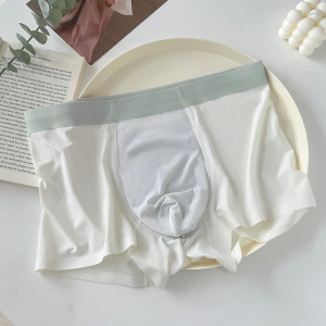 冰丝无痕男生内裤厂家贴牌定制螺纹高弹平角内裤同款内裤男