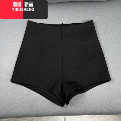 YIBUSHENG高腰短裤女打底外穿小个子辣妹a字黑色休闲裤弹力热裤