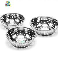 不锈钢洗淘米大孔洗菜盆圆形米筛小孔漏盆水果篮果盆沥水盆菜篮 FENGHOU 36cm大孔漏盆实际直径35.5cm洗洗菜篮