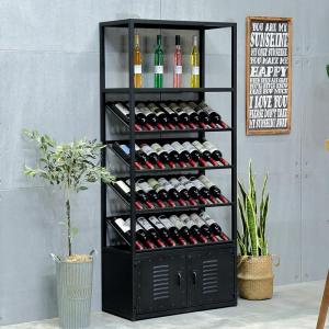 美式铁艺靠墙酒架定制落地酒柜现代简约葡萄酒红酒收纳展示置物架