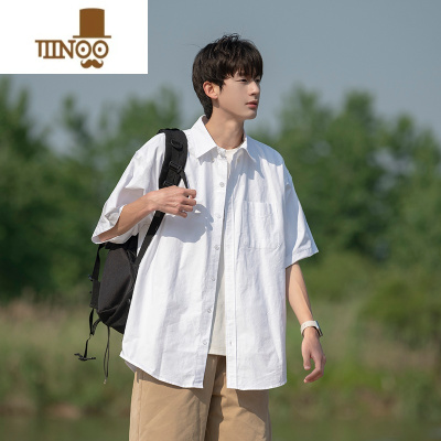 YANXU日系工装短袖衬衫男夏季薄款少年感百搭寸衣休闲百搭翻领外套