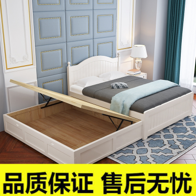 推拉床闪电客木多功能伸缩双人拖床子母抽拉床现代简约高箱气压储物床