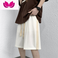 七斓编织抽绳休闲短裤男夏季薄款大码宽松直筒港风ins潮牌休闲五分裤