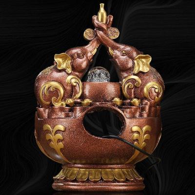 家柏饰(CORATED)流水大象摆件聚宝双象客厅创意装饰品店铺商场台面工艺品