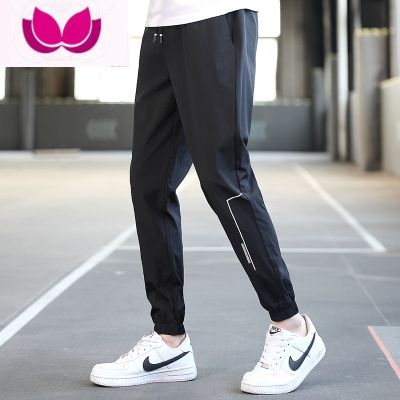 七斓冰丝裤子男士夏季2023年新款休闲长裤男款宽松九分运动束脚裤潮牌