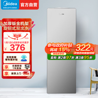 美的(Midea)饮水机 立式家用办公双封闭门防尘大储物柜饮水器银色 YR1518S-X 温热型