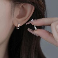 s925银针莫比乌斯耳扣女几何耳圈简约冷淡风日常通勤耳环小众耳饰送女朋友老婆情人节七夕生日礼物