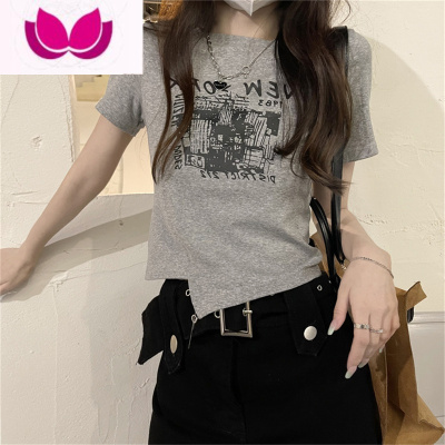 七斓2023设计感小众纯欲风甜辣妹性感短袖t恤女不规则短款上衣
