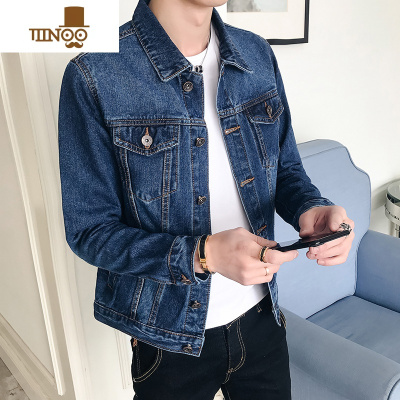 YANXU男士牛仔外套秋季2020新款韩版潮流牛子衣服成熟稳重帅气春秋夹克牛仔服男
