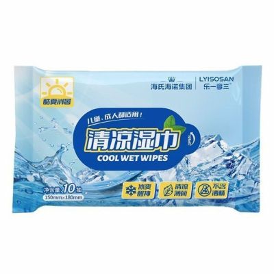 海氏海诺 10抽装学生夏季运动军训物理降温清凉湿巾皮肤清洁冰爽薄荷提神冰感清凉湿纸巾