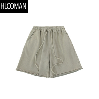 HLCOMAN夏季ins宽松直筒水洗运动卫裤抽绳复古休闲潮牌阔腿五分短裤男女