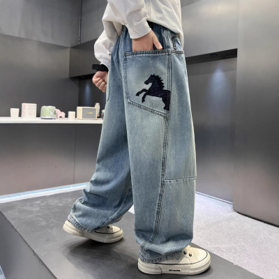 痞帅男童裤子春秋款2026新款儿童春装牛仔裤大童春季长裤潮酷