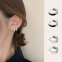 925简约纯银耳扣男女黑白滴油耳圈网红耳钉耳环耳骨钉气质送女朋友老婆情人节七夕生日礼物