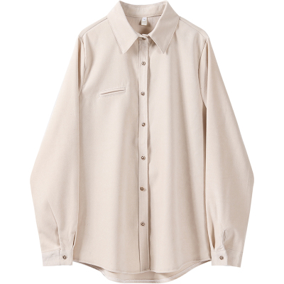 YIBUSHENGKAKD磨毛衬衫女设计感小众叠穿内搭打底衫女秋冬洋气长袖百搭上衣