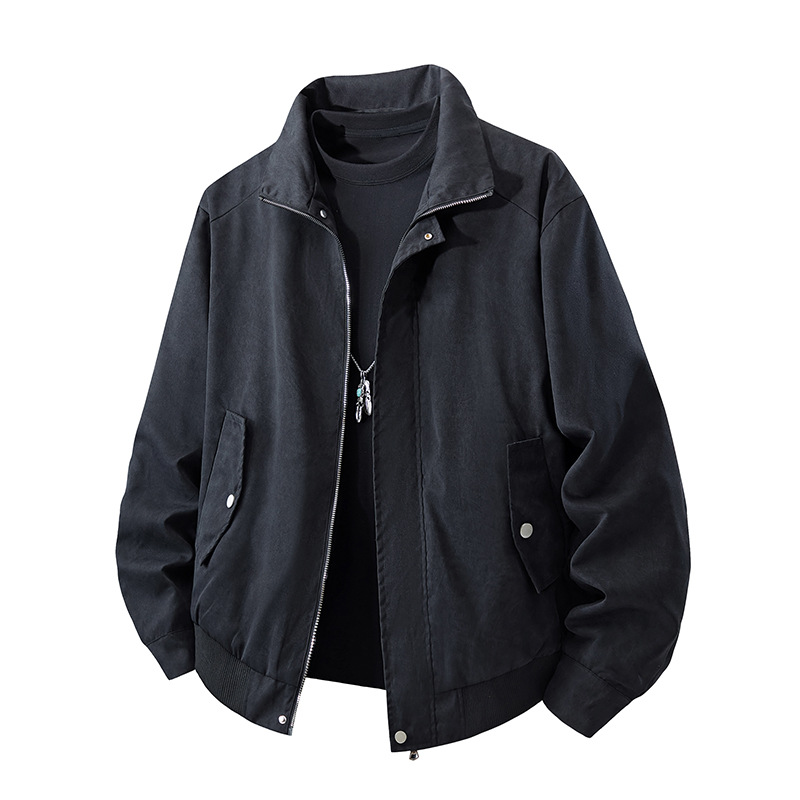 春秋季情侣款工装休闲夹克斑驳布艺宽松潮流翻领宽松夹克潮牌外套