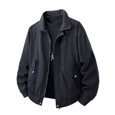 春秋季情侣款工装休闲夹克斑驳布艺宽松潮流翻领宽松夹克潮牌外套