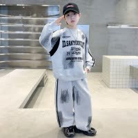 男童套装秋装新款韩版儿童帅气渐变卫衣宽松休闲阔腿裤两件套