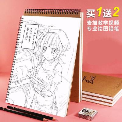 得力（deli）素描本速写本图画本画画水彩纸手绘马克笔专用绘画本16k画本8k速写A4素描本两本装+可水洗24色水彩笔