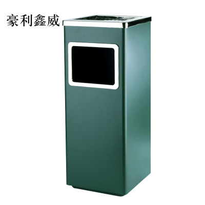 豪利鑫威不锈钢垃圾桶烟蒂柱灭烟桶带烟灰缸室外电梯口立式丽格正方形绿色