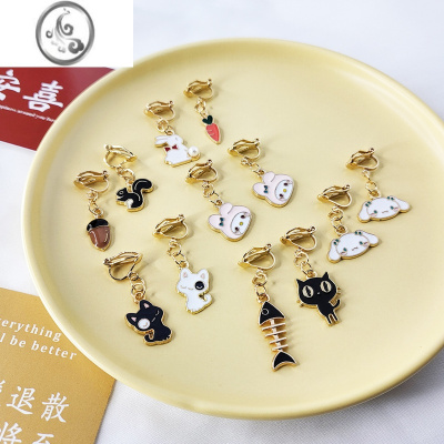 JiMi可爱耳夹无耳洞甜美软妹奶甜系少女心耳钉女学生小清新耳饰套装