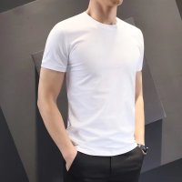 短袖T恤男装夏季韩版修身型薄款140克涤纶外贸纯色打底衫