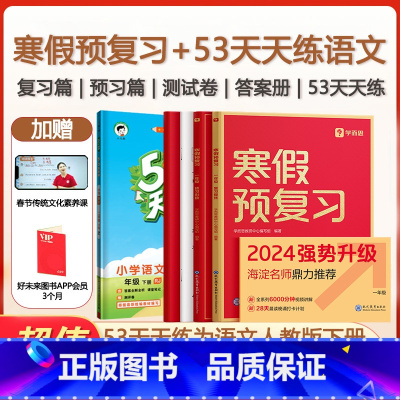 寒假预复习+53天天练语文人教下册 小学二年级 [正版]优惠套装学而思2024版寒假预复习语文数学英语+53天天练语文下