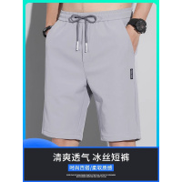 冰丝短裤男士夏季新款韩版四面弹直筒沙滩休闲五分裤