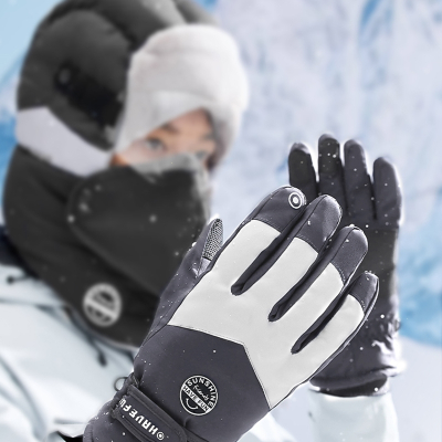  闪电客手套男士冬季保暖骑行电动车加厚绒棉女触屏冬天滑雪自行车手套