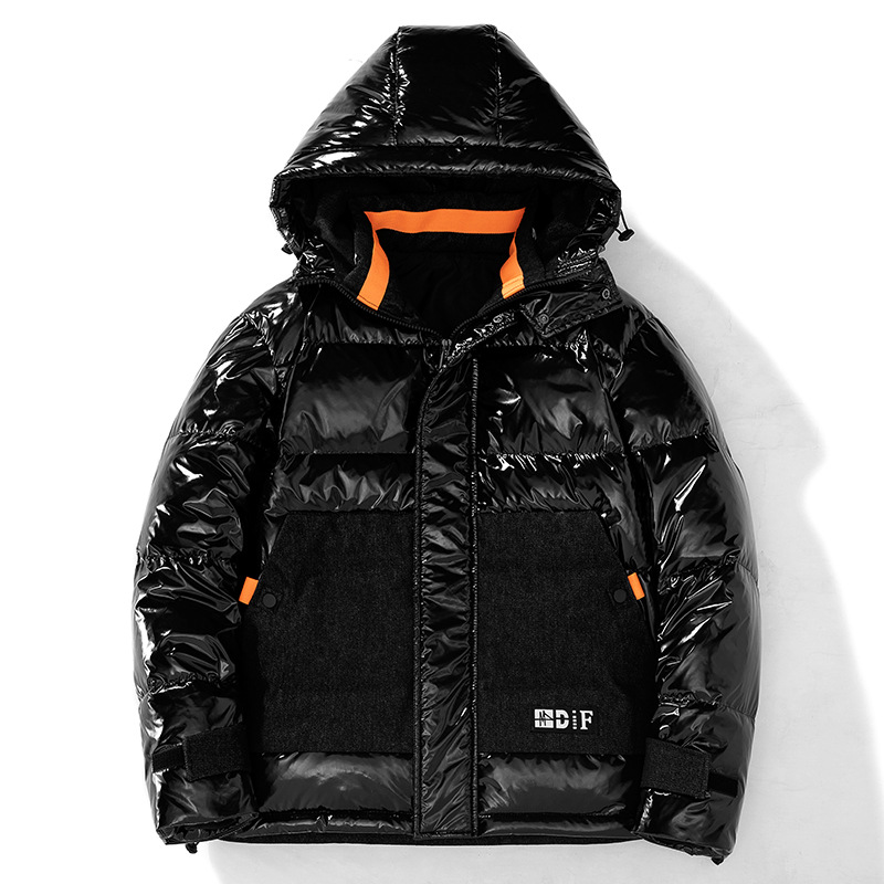 冬季新款羽绒服男士休闲百搭加厚保暖亮面连帽潮牌青年面包服外套